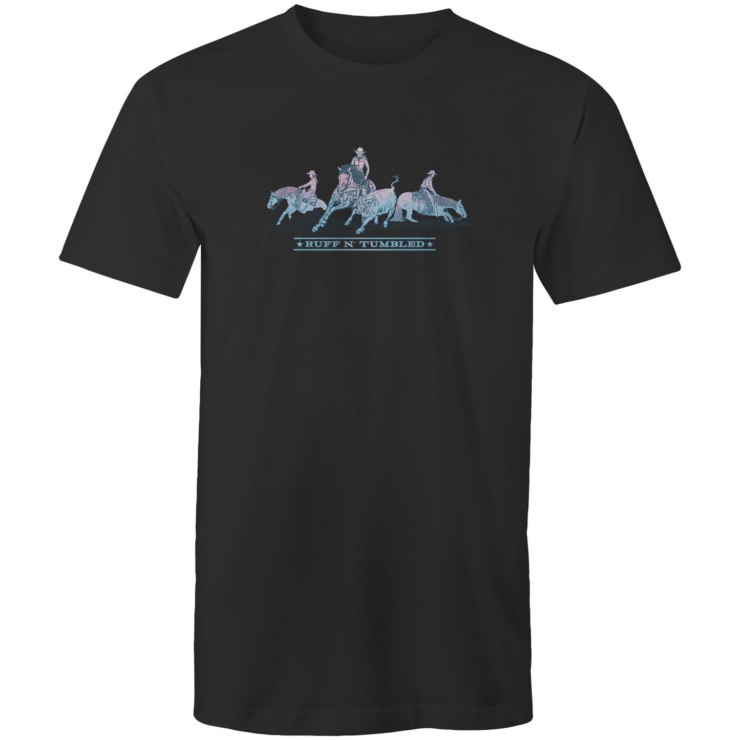 Reined Cowhorse Trio (Blue print) - Mens T-Shirt