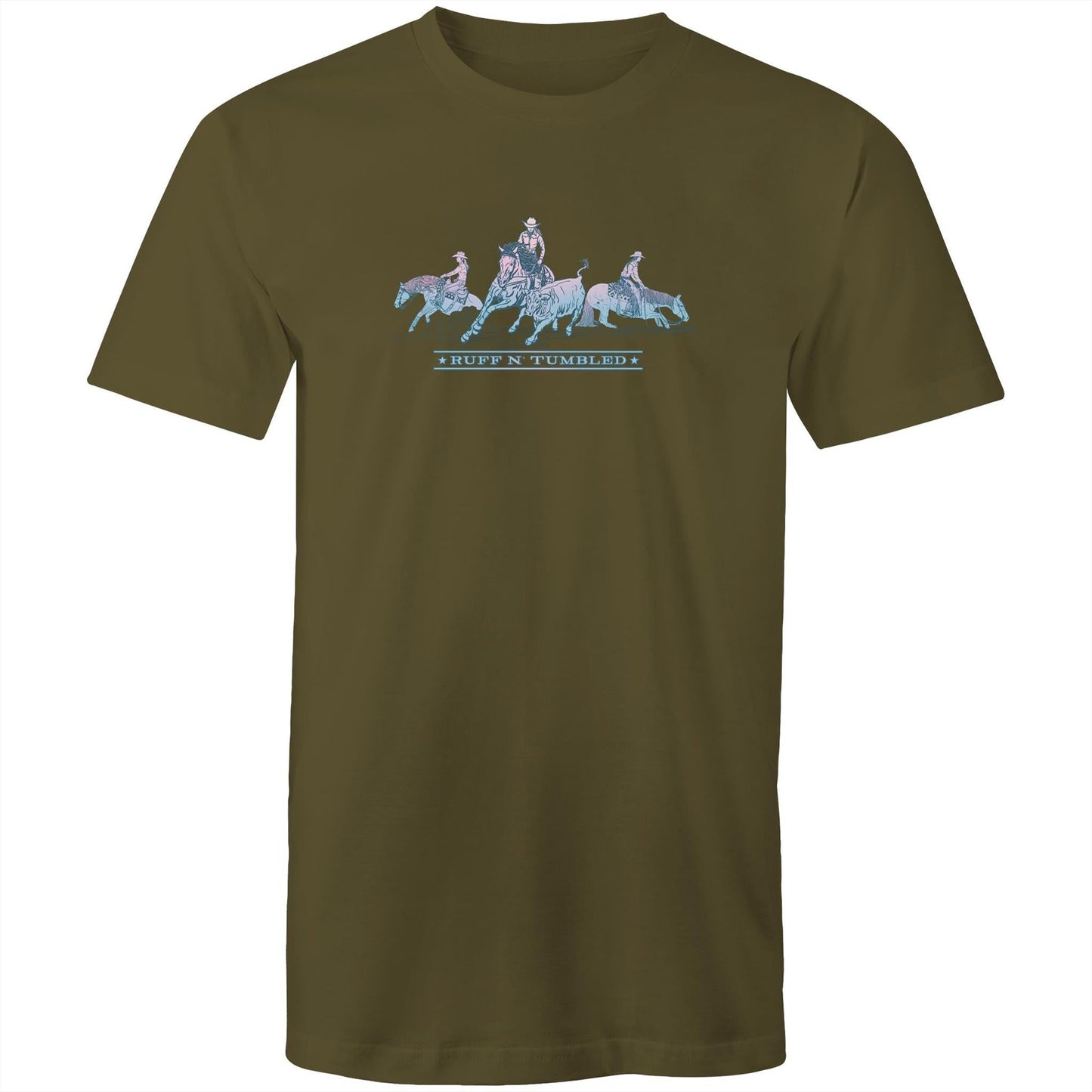 Reined Cowhorse Trio (Blue print) - Mens T-Shirt