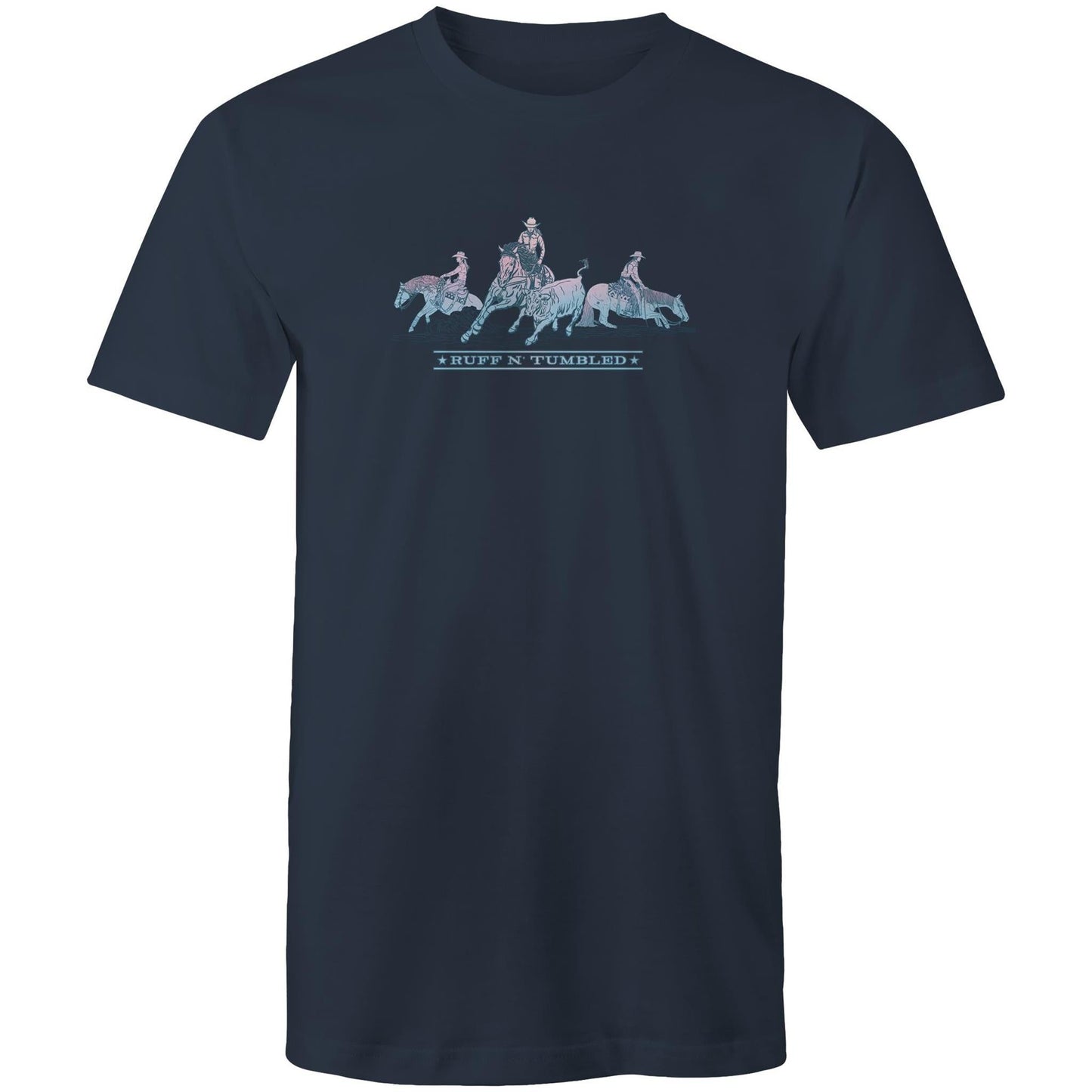 Reined Cowhorse Trio (Blue print) - Mens T-Shirt