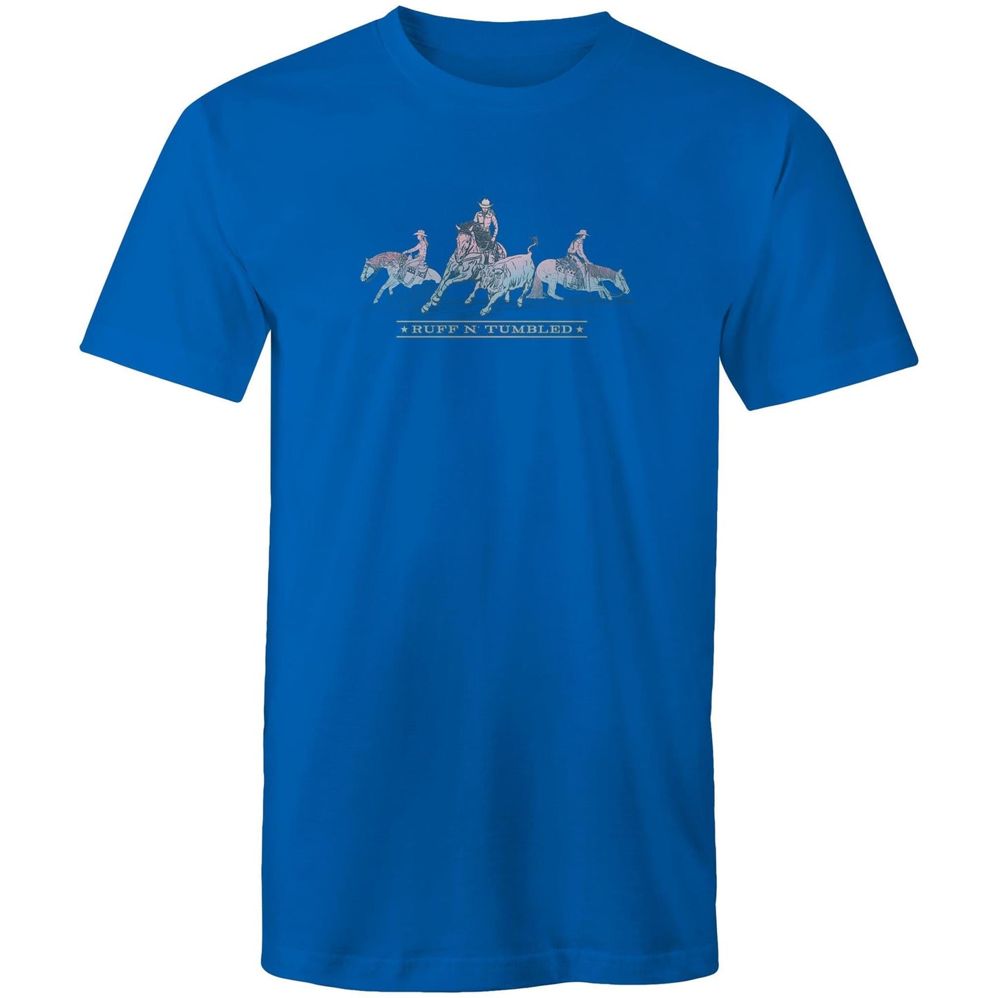 Reined Cowhorse Trio (Blue print) - Mens T-Shirt