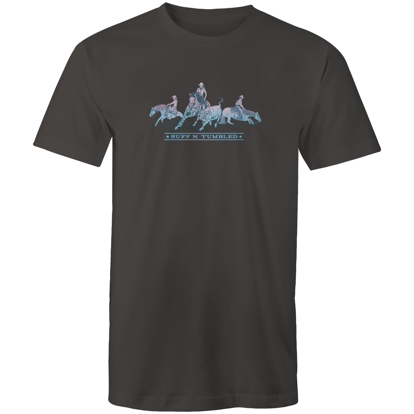 Reined Cowhorse Trio (Blue print) - Mens T-Shirt