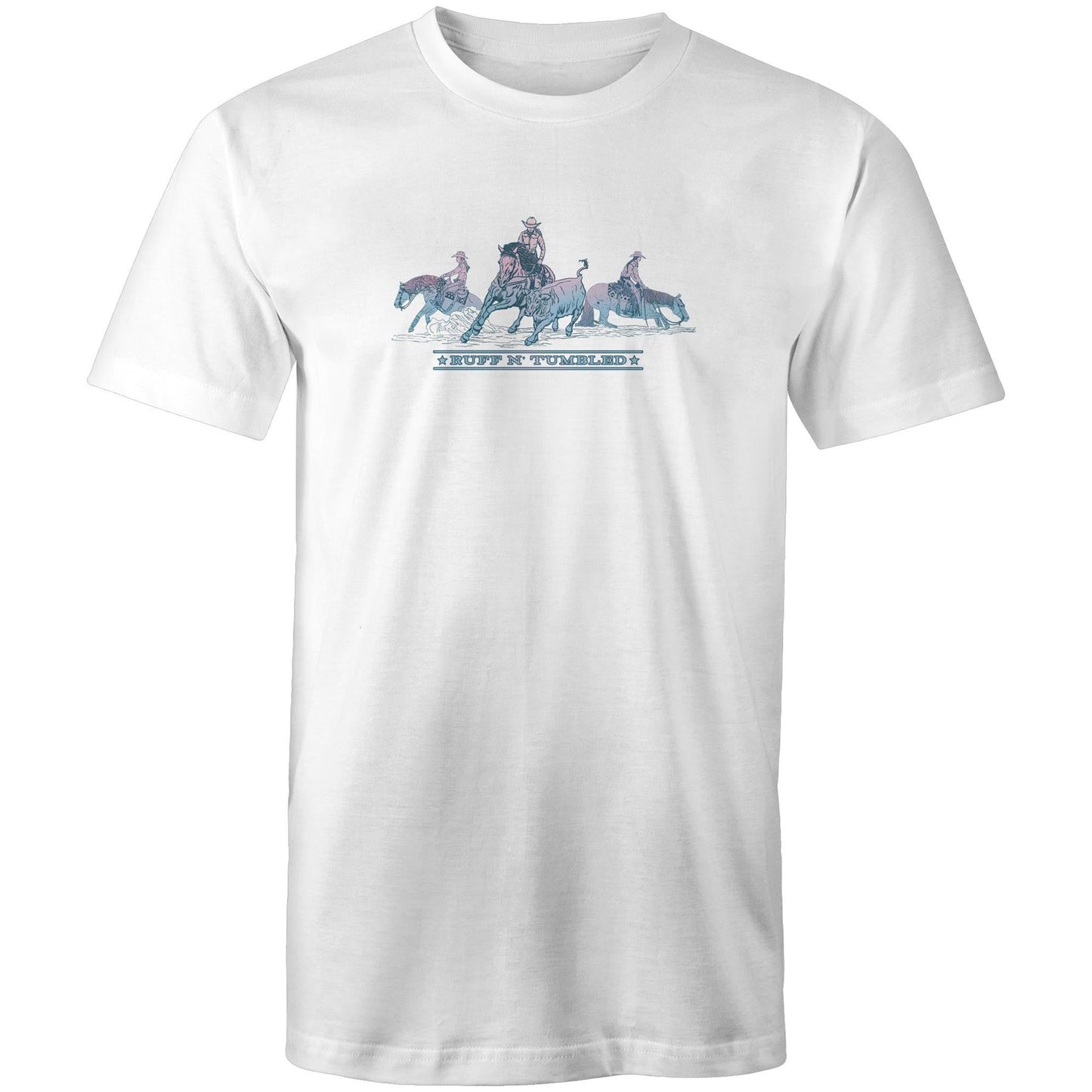 Reined Cowhorse Trio (Blue print) - Mens T-Shirt