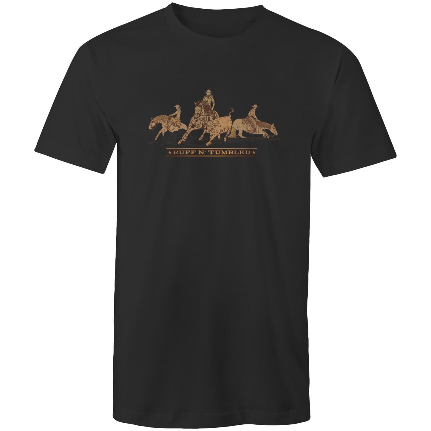 Reined Cow Horse Trio (Brown Print) - Mens T-Shirt