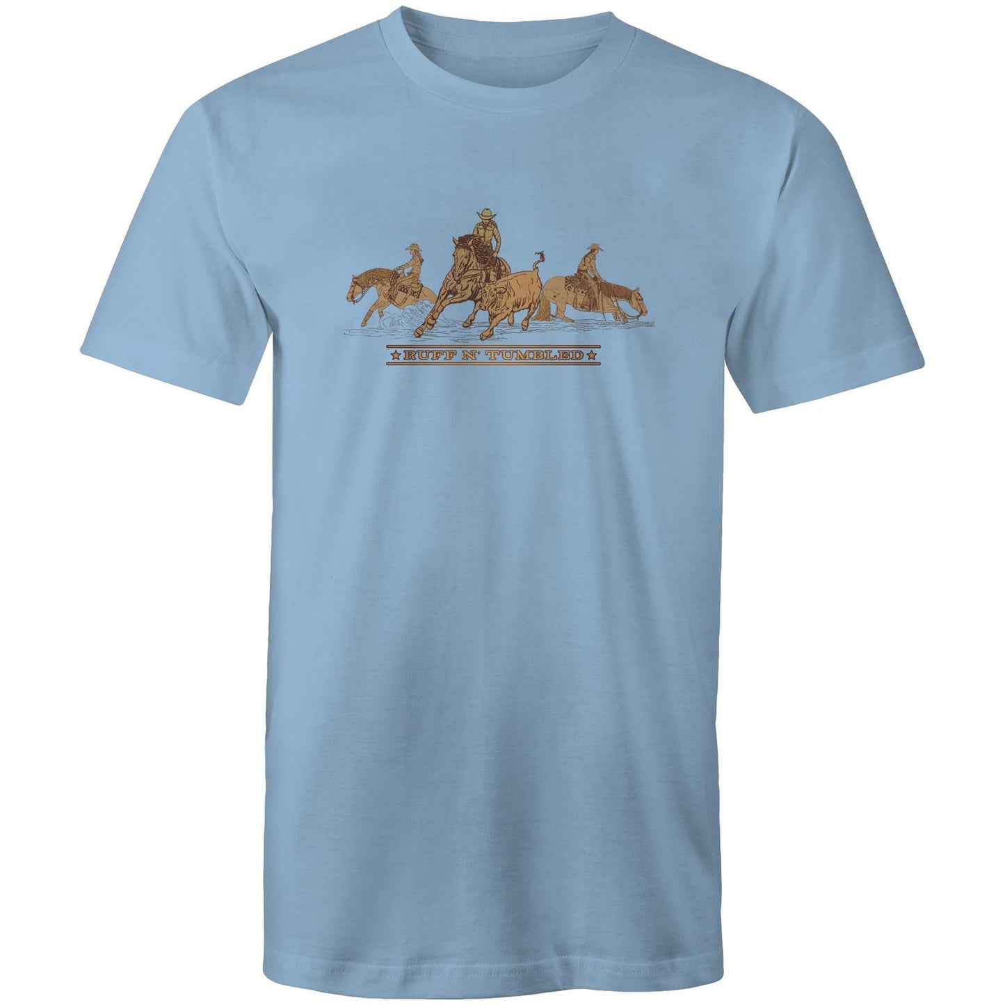 Reined Cow Horse Trio (Brown Print) - Mens T-Shirt