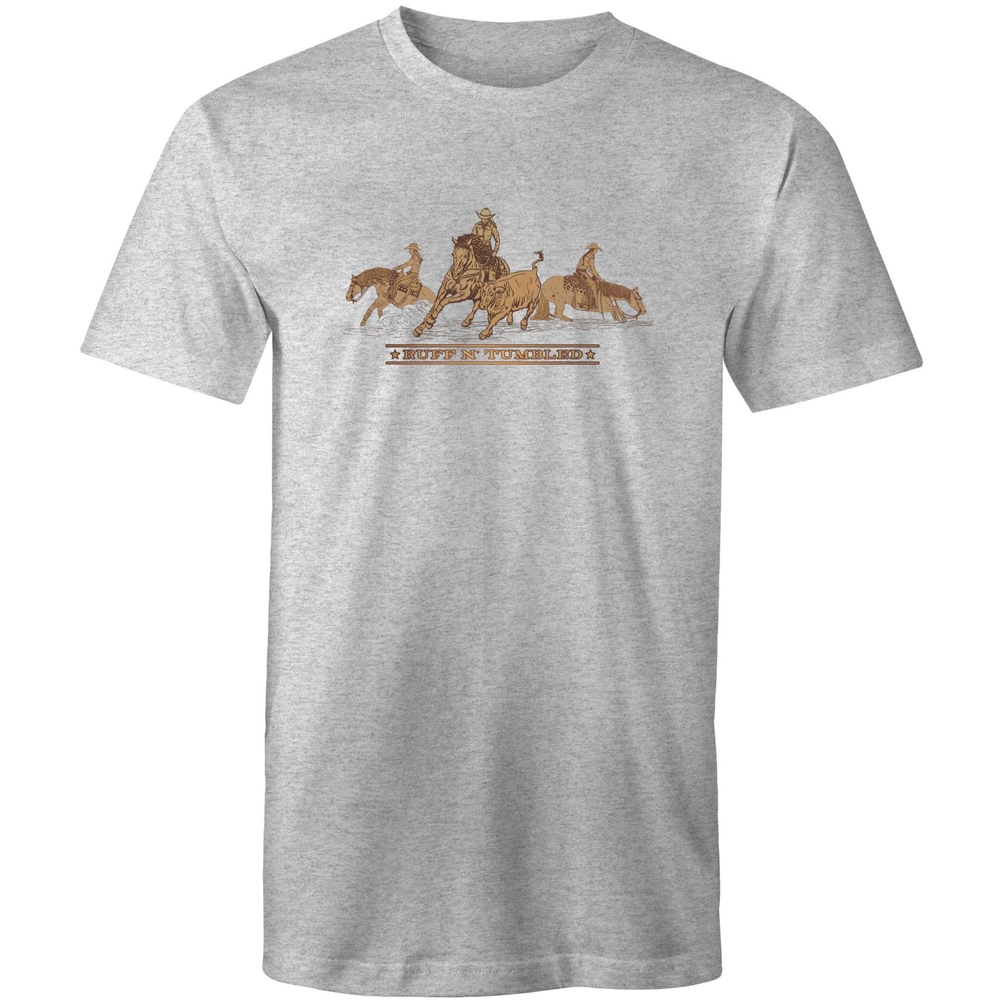 Reined Cow Horse Trio (Brown Print) - Mens T-Shirt